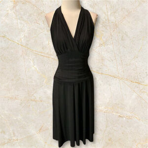 Nine West Black V Neck Ruched Dress Size 14 NWT